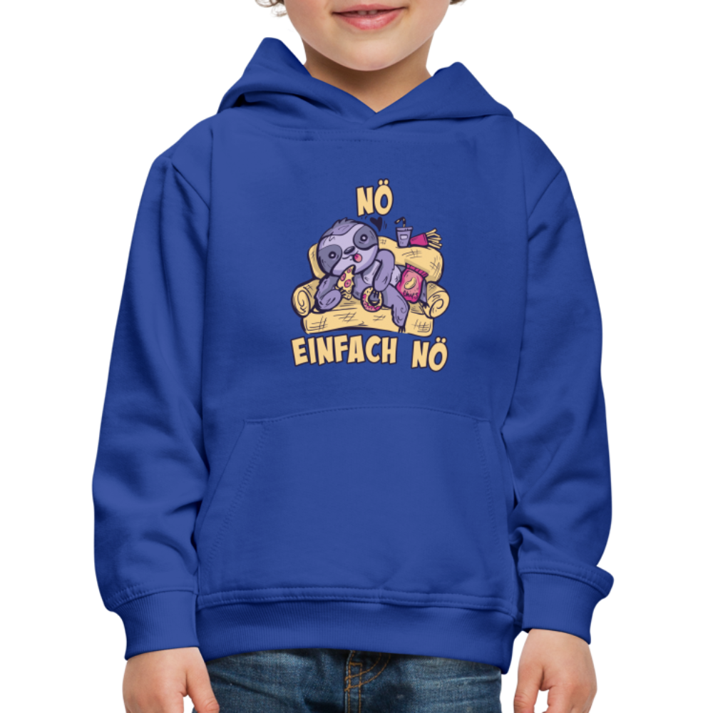 Faultier Pizza Nö einfach nö Kinder Premium Hoodie - Royalblau