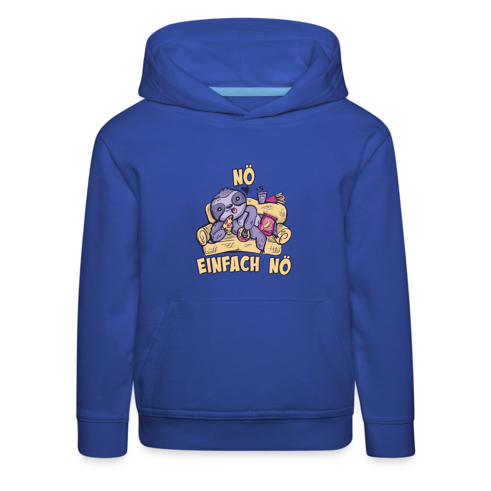 Faultier Pizza Nö einfach nö Kinder Premium Hoodie - Royalblau