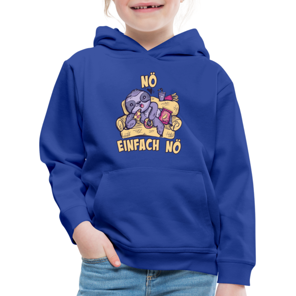 Faultier Pizza Nö einfach nö Kinder Premium Hoodie - Royalblau