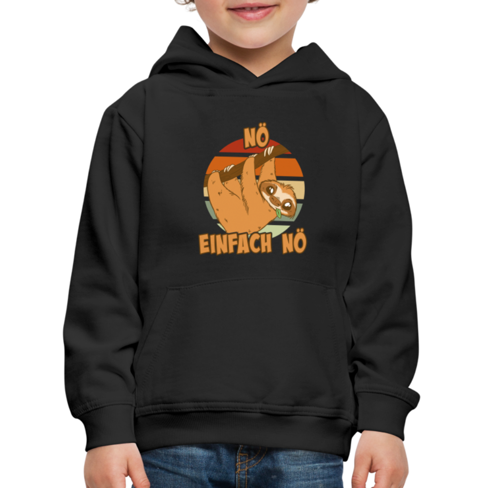 Faultier Nö Einfach Nö Kinder Premium Hoodie - Schwarz