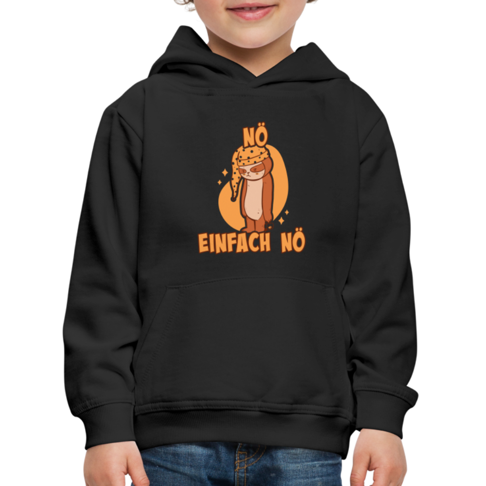 Faultier Schlafmütze Nö Einfach Nö Kinder Premium Hoodie - Schwarz