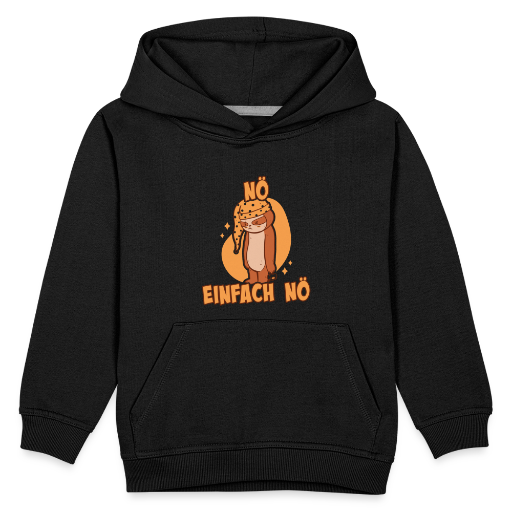 Faultier Schlafmütze Nö Einfach Nö Kinder Premium Hoodie - Schwarz