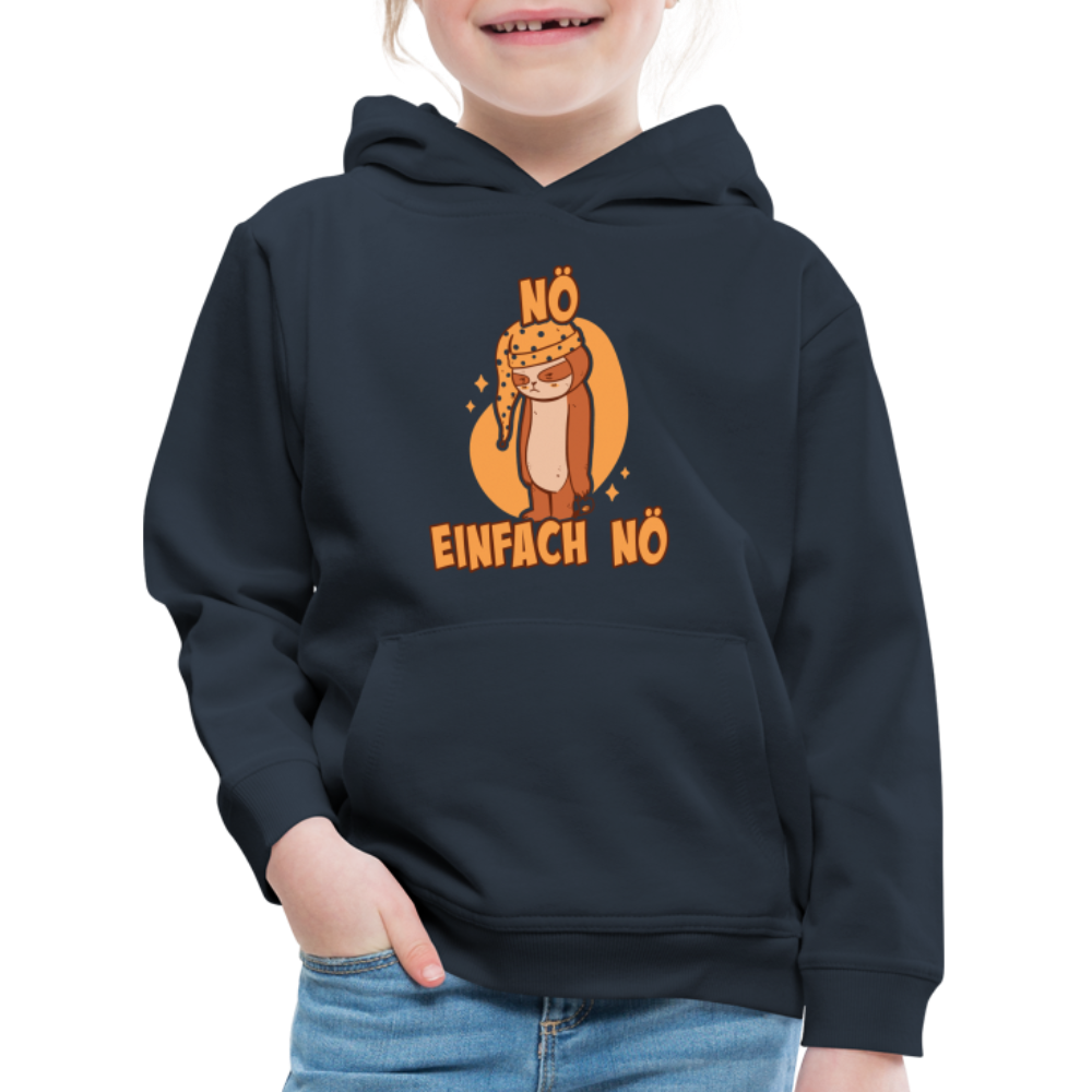 Faultier Schlafmütze Nö Einfach Nö Kinder Premium Hoodie - Navy