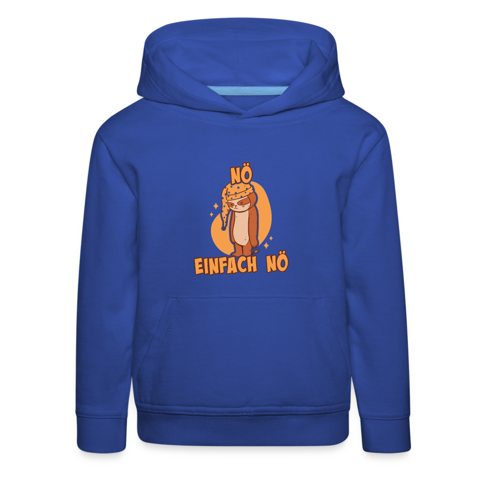 Faultier Schlafmütze Nö Einfach Nö Kinder Premium Hoodie - Royalblau