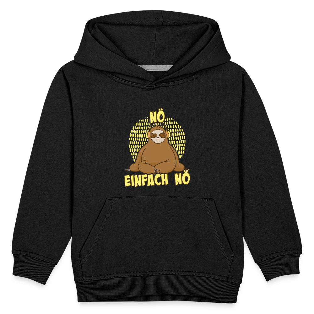 Faultier Kopfhörer Nö Einfach Nö Kinder Premium Hoodie - Schwarz