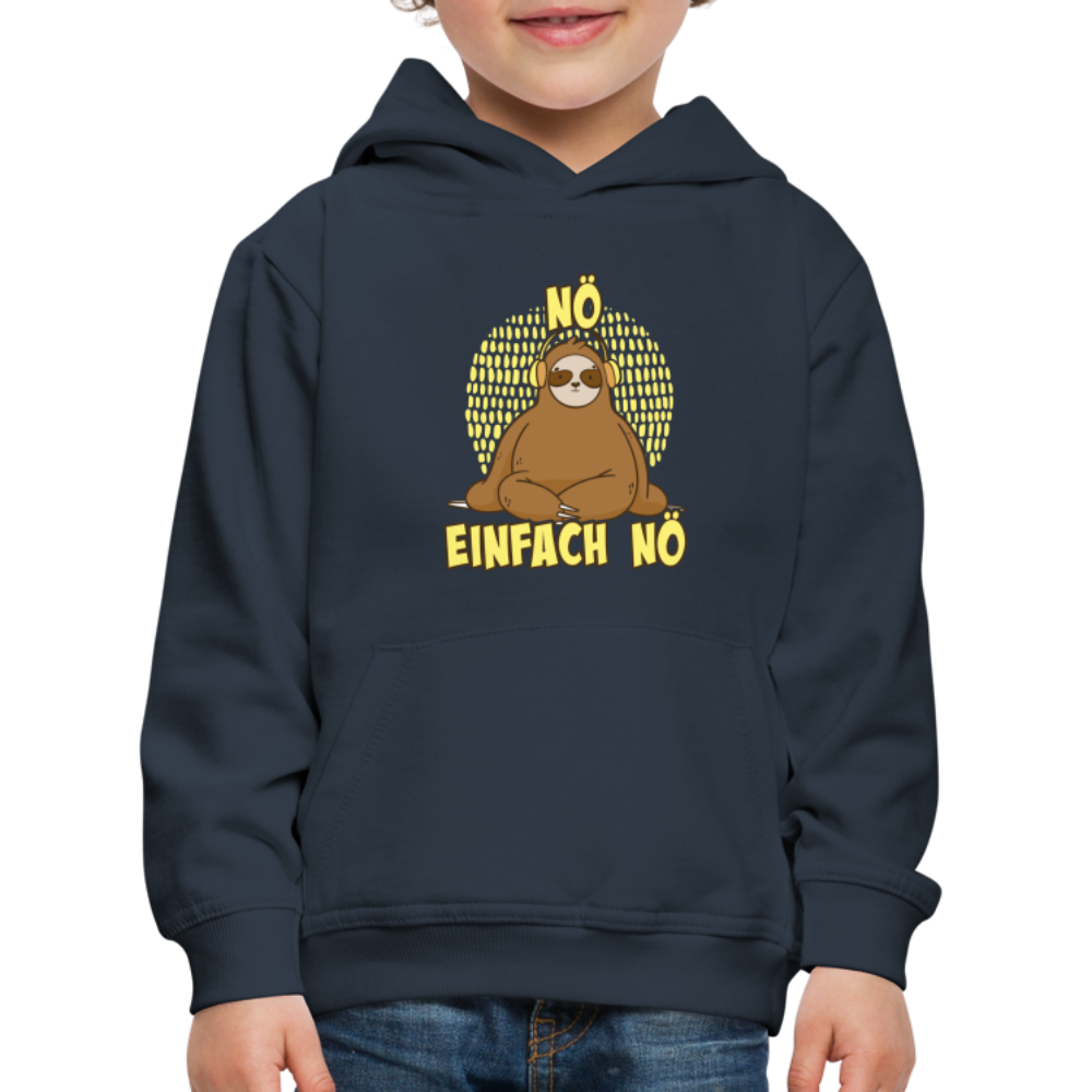 Faultier Kopfhörer Nö Einfach Nö Kinder Premium Hoodie - Navy