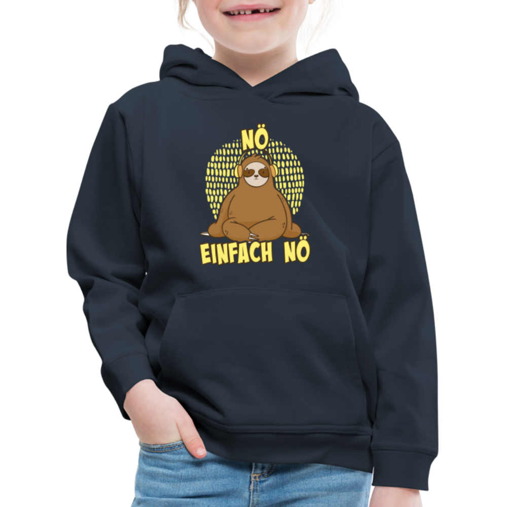 Faultier Kopfhörer Nö Einfach Nö Kinder Premium Hoodie - Navy