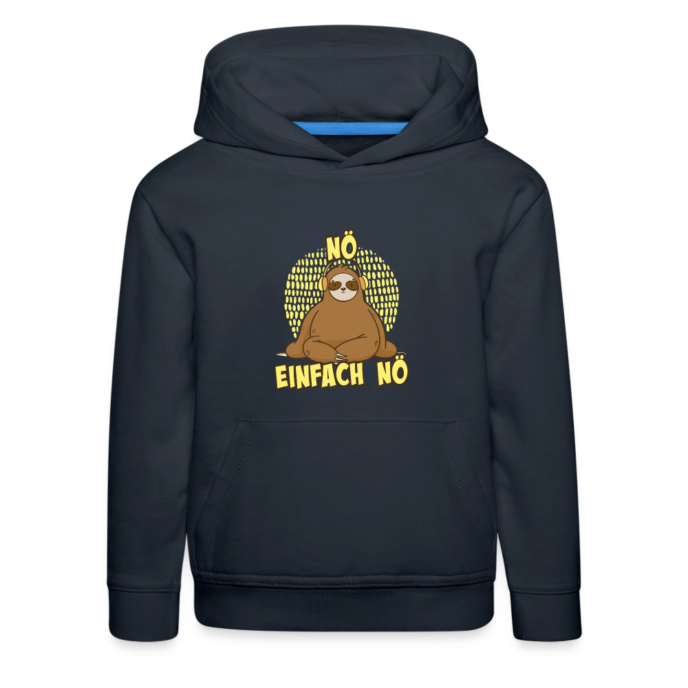 Faultier Kopfhörer Nö Einfach Nö Kinder Premium Hoodie - Navy