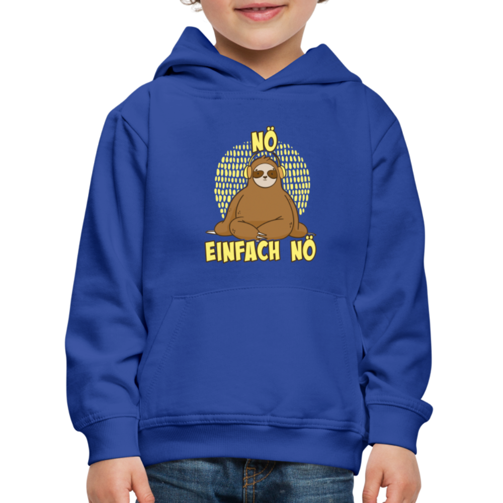 Faultier Kopfhörer Nö Einfach Nö Kinder Premium Hoodie - Royalblau