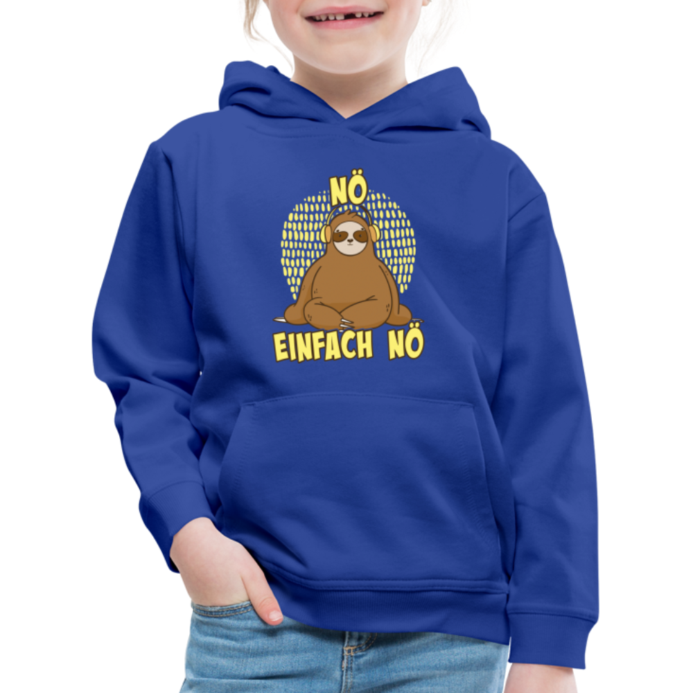 Faultier Kopfhörer Nö Einfach Nö Kinder Premium Hoodie - Royalblau