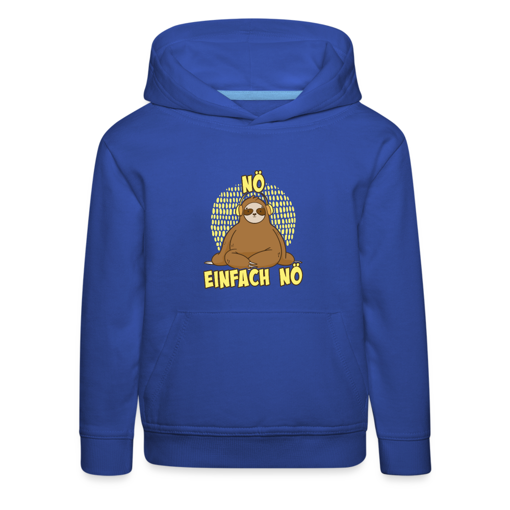 Faultier Kopfhörer Nö Einfach Nö Kinder Premium Hoodie - Royalblau