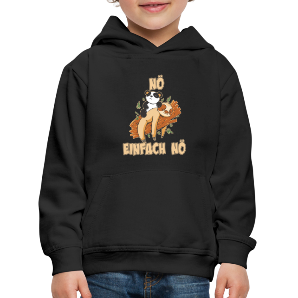 Faultier Panda Nö Einfach Nö Kinder Premium Hoodie - Schwarz