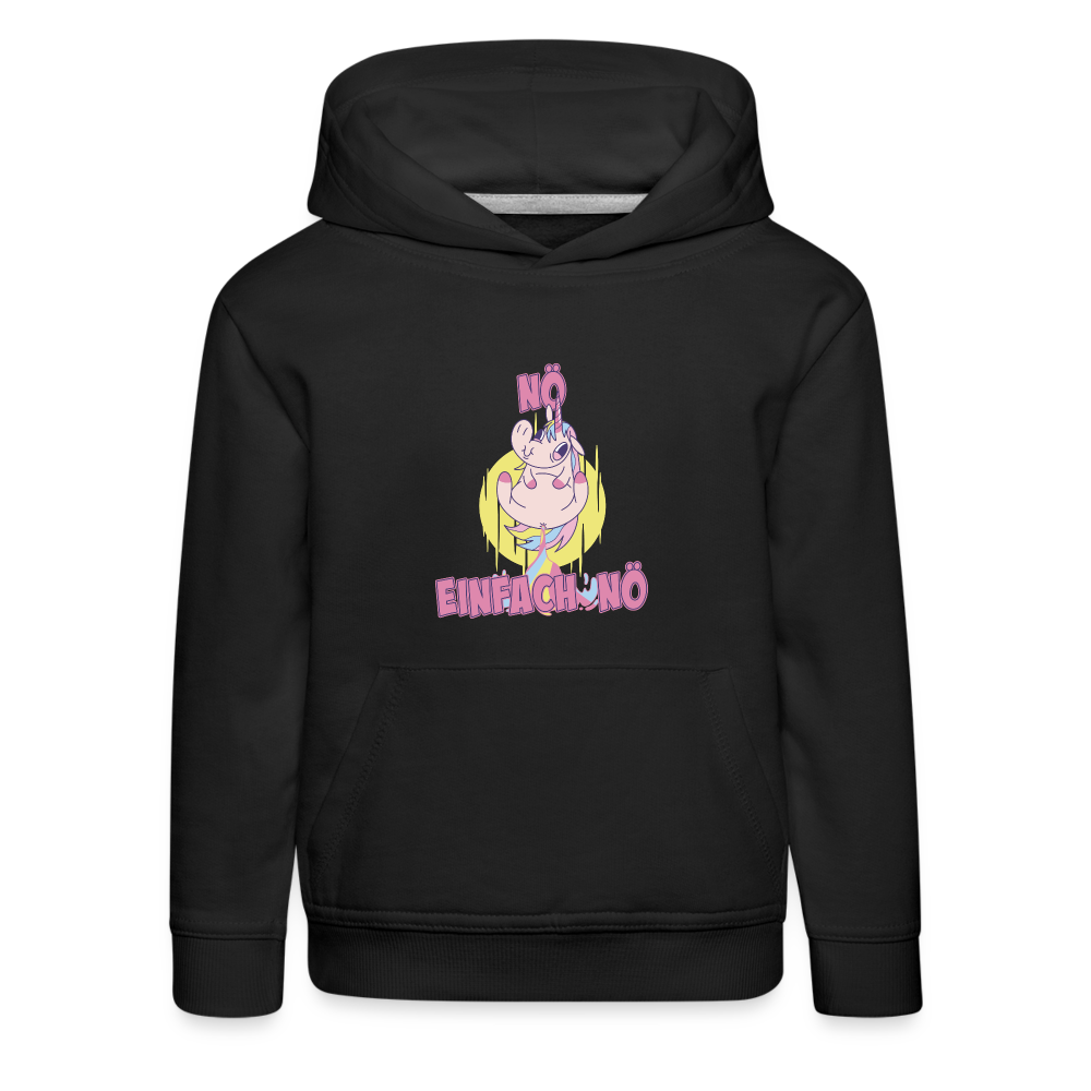 Furzendes Einhorn Nö Einfach Nö Kinder Premium Hoodie - Schwarz