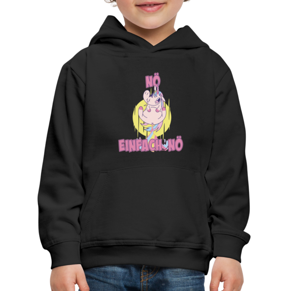 Furzendes Einhorn Nö Einfach Nö Kinder Premium Hoodie - Schwarz