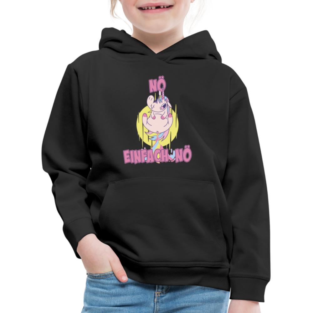 Furzendes Einhorn Nö Einfach Nö Kinder Premium Hoodie - Schwarz