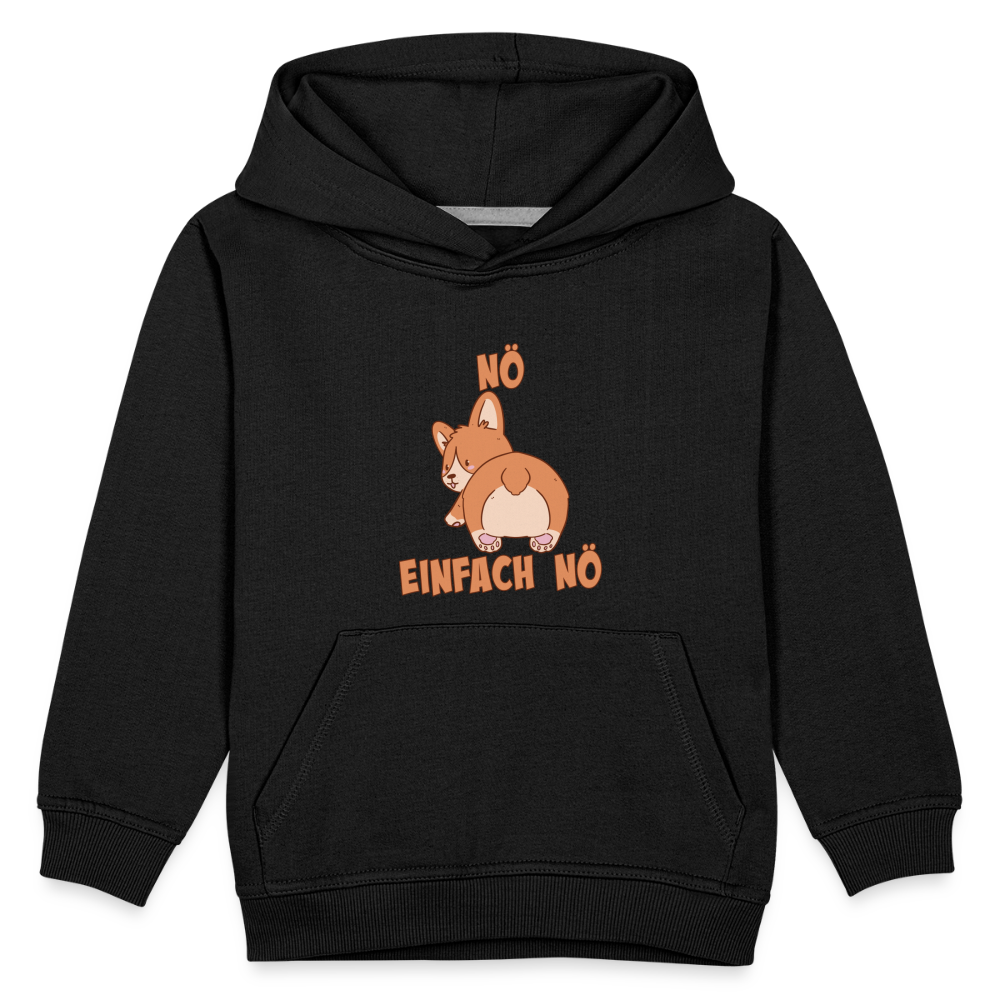 Corgi Popo: Nö Einfach Nö Kinder Premium Hoodie - Schwarz