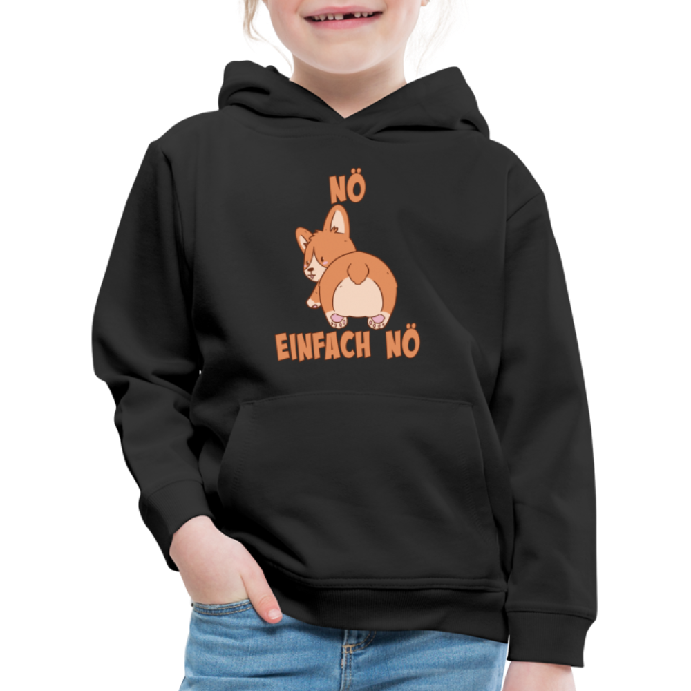 Corgi Popo: Nö Einfach Nö Kinder Premium Hoodie - Schwarz