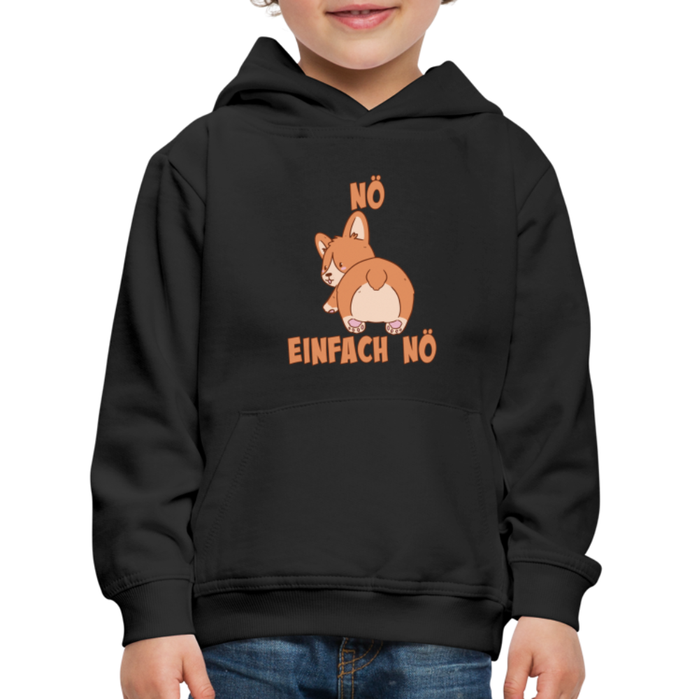 Corgi Popo: Nö Einfach Nö Kinder Premium Hoodie - Schwarz