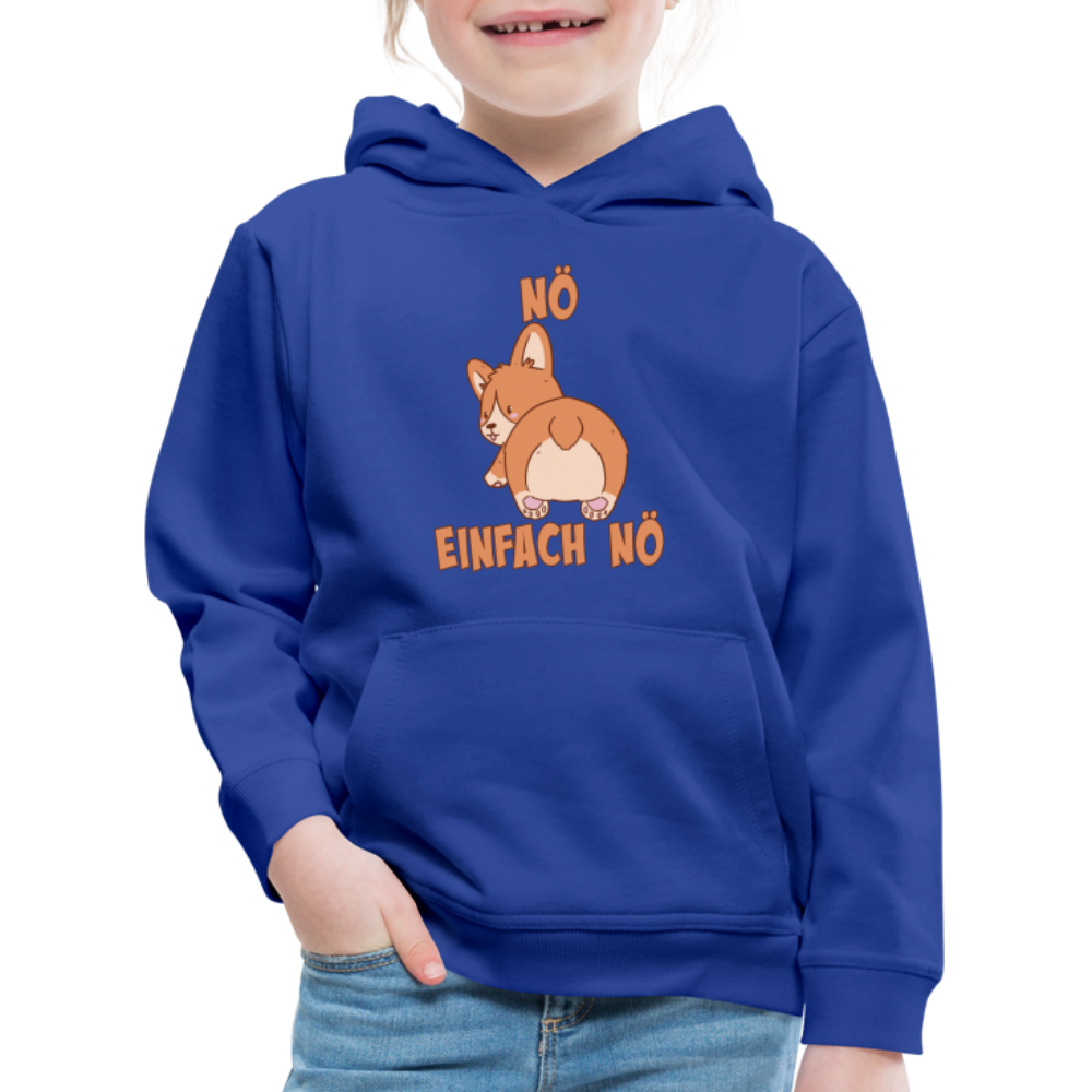 Corgi Popo: Nö Einfach Nö Kinder Premium Hoodie - Royalblau