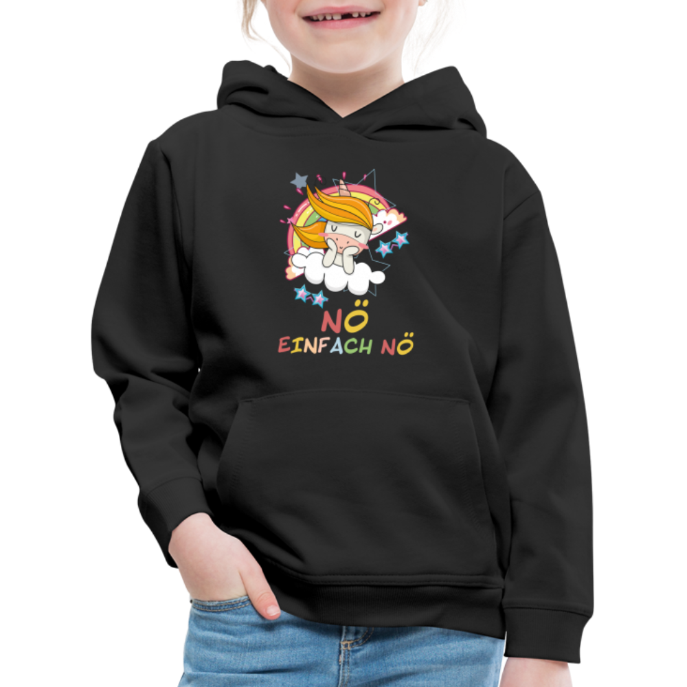 Träumendes Einhorn Nö Einfach Nö Kinder Premium Hoodie - Schwarz