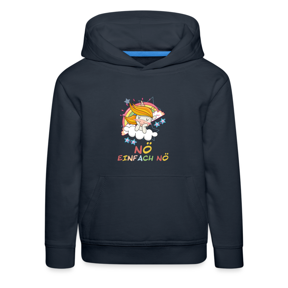 Träumendes Einhorn Nö Einfach Nö Kinder Premium Hoodie - Navy