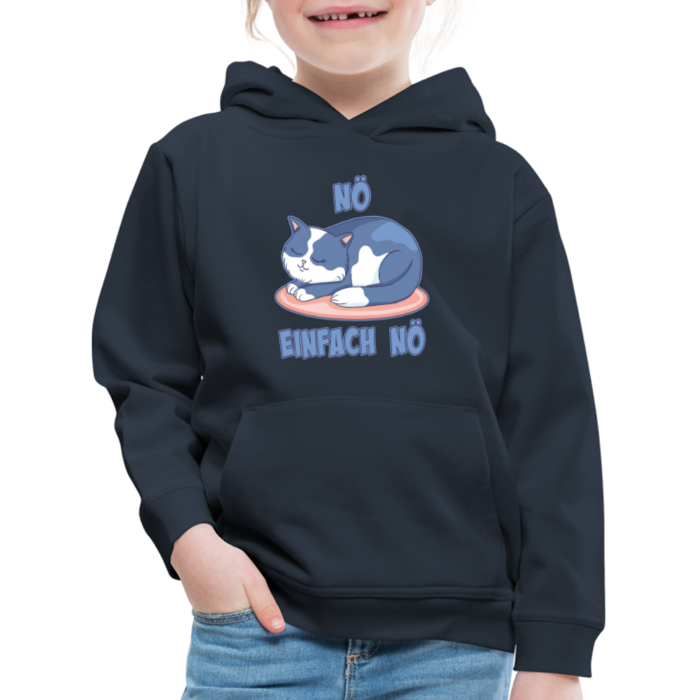 Schlafende Katze Nö Einfach Nö Kinder Premium Hoodie - Navy