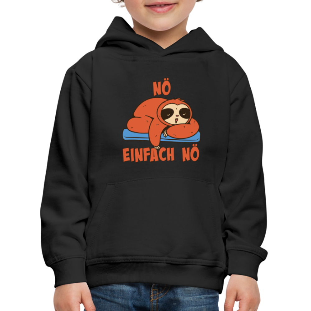 Faultier Nö Einfach Nö Kinder Premium Hoodie - Schwarz