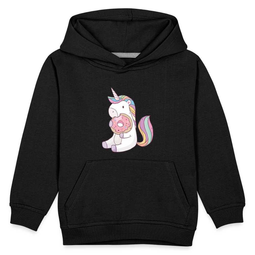 Donut Einhorn nascht Kinder Premium Hoodie - Schwarz