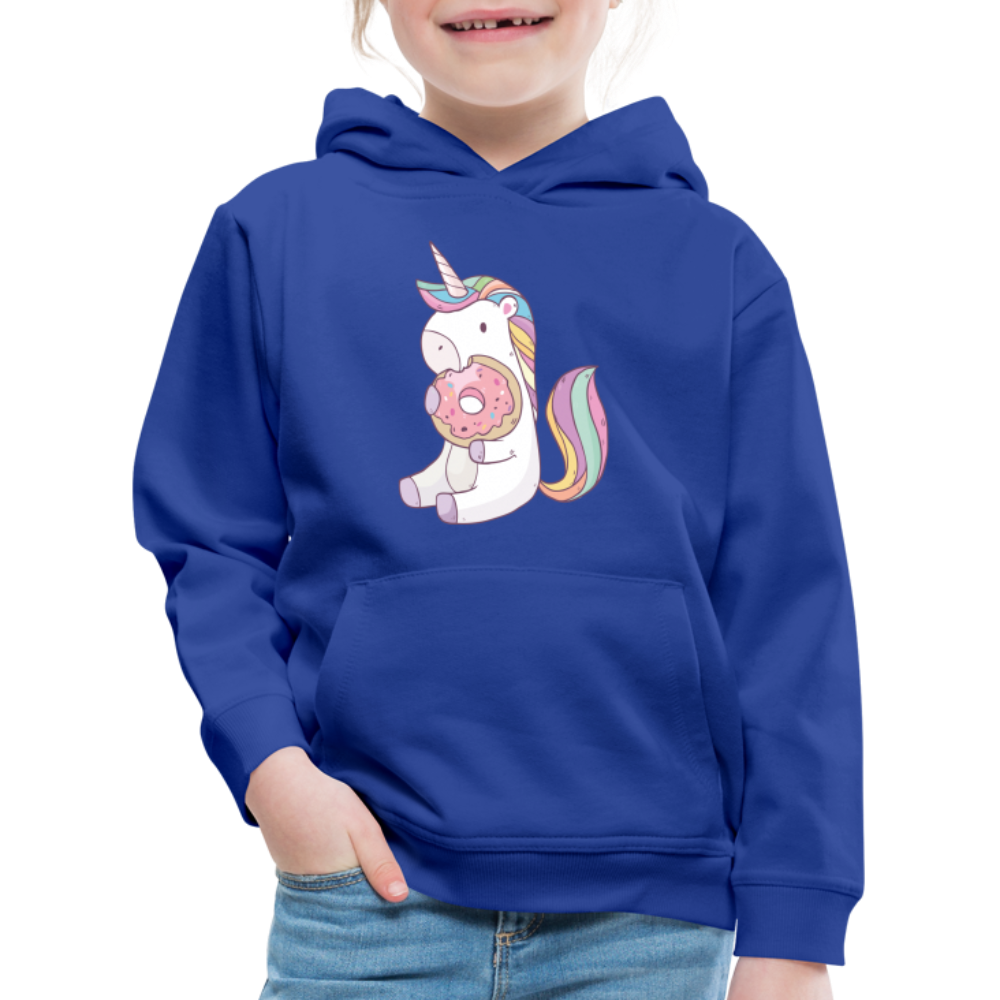 Donut Einhorn nascht Kinder Premium Hoodie - Royalblau