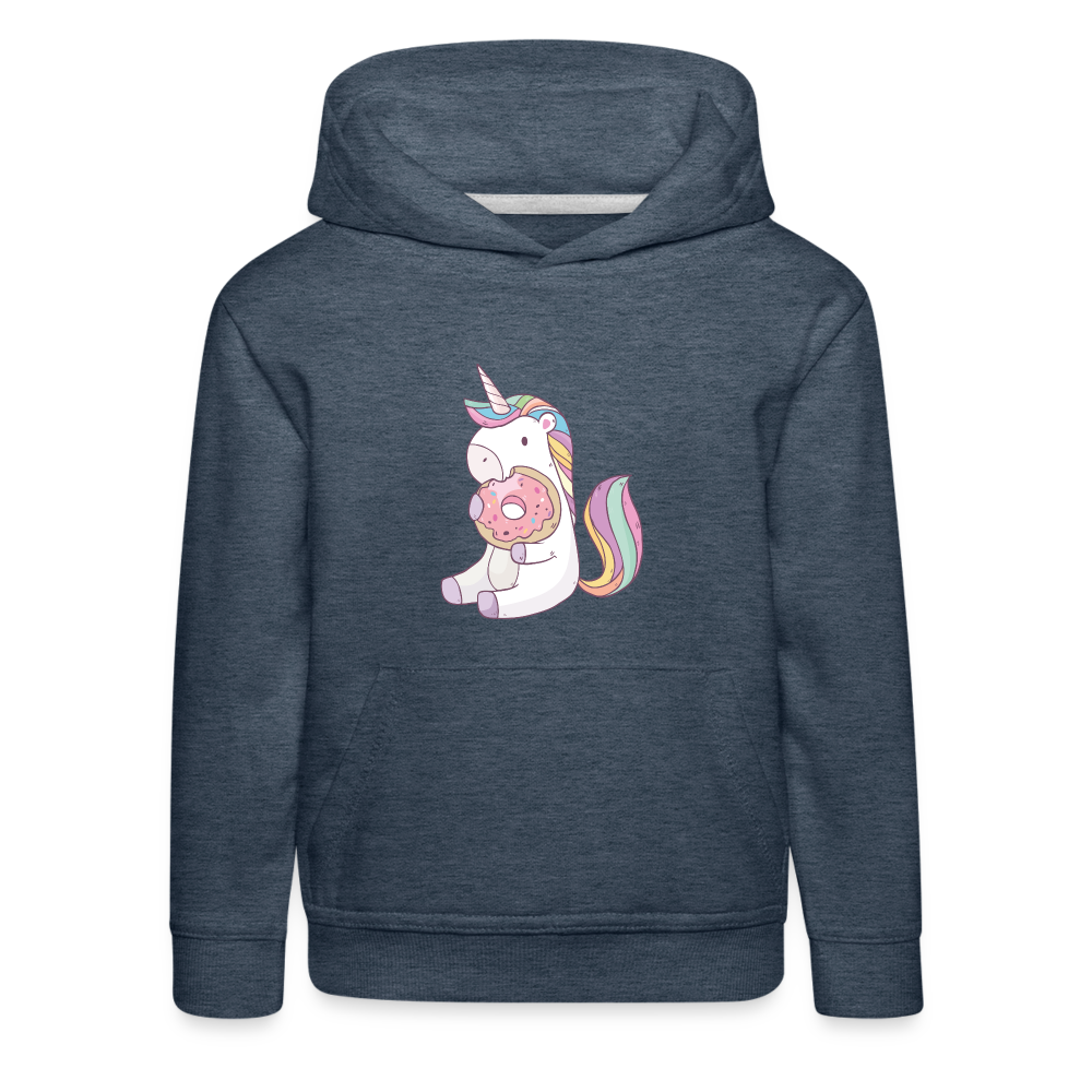 Donut Einhorn nascht Kinder Premium Hoodie - Jeansblau