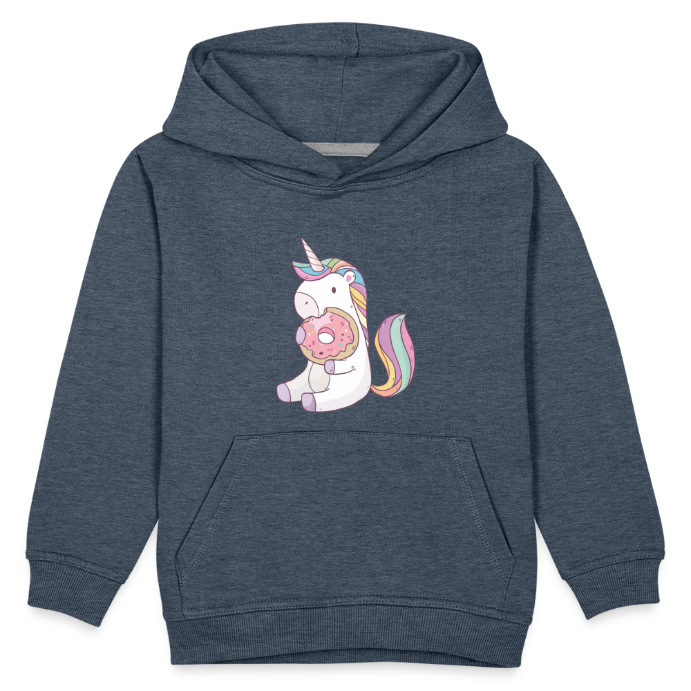 Donut Einhorn nascht Kinder Premium Hoodie - Jeansblau