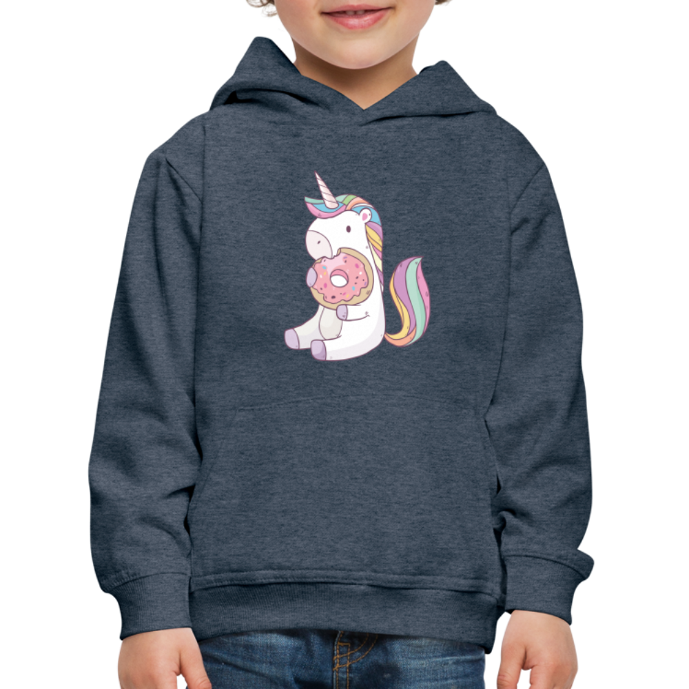 Donut Einhorn nascht Kinder Premium Hoodie - Jeansblau