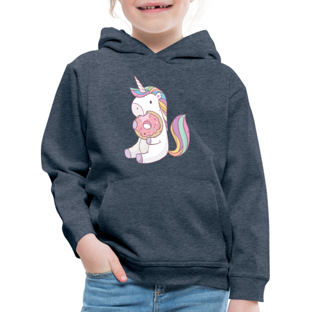 Donut Einhorn nascht Kinder Premium Hoodie - Jeansblau