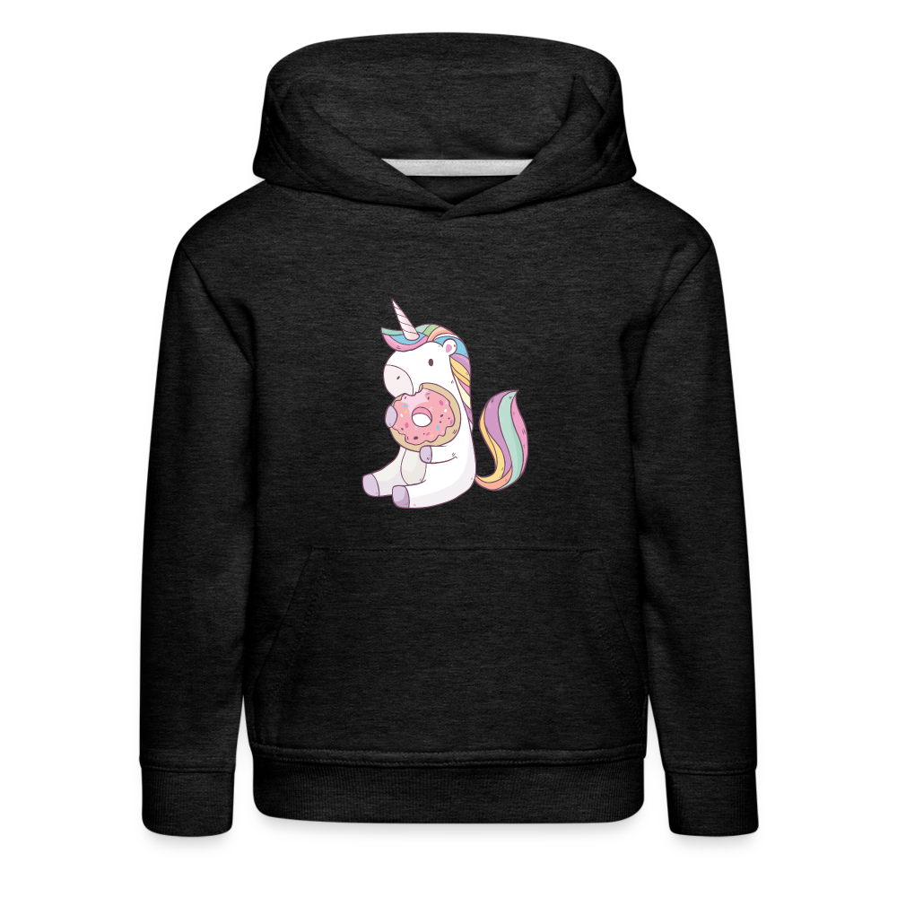 Donut Einhorn nascht Kinder Premium Hoodie - Anthrazit