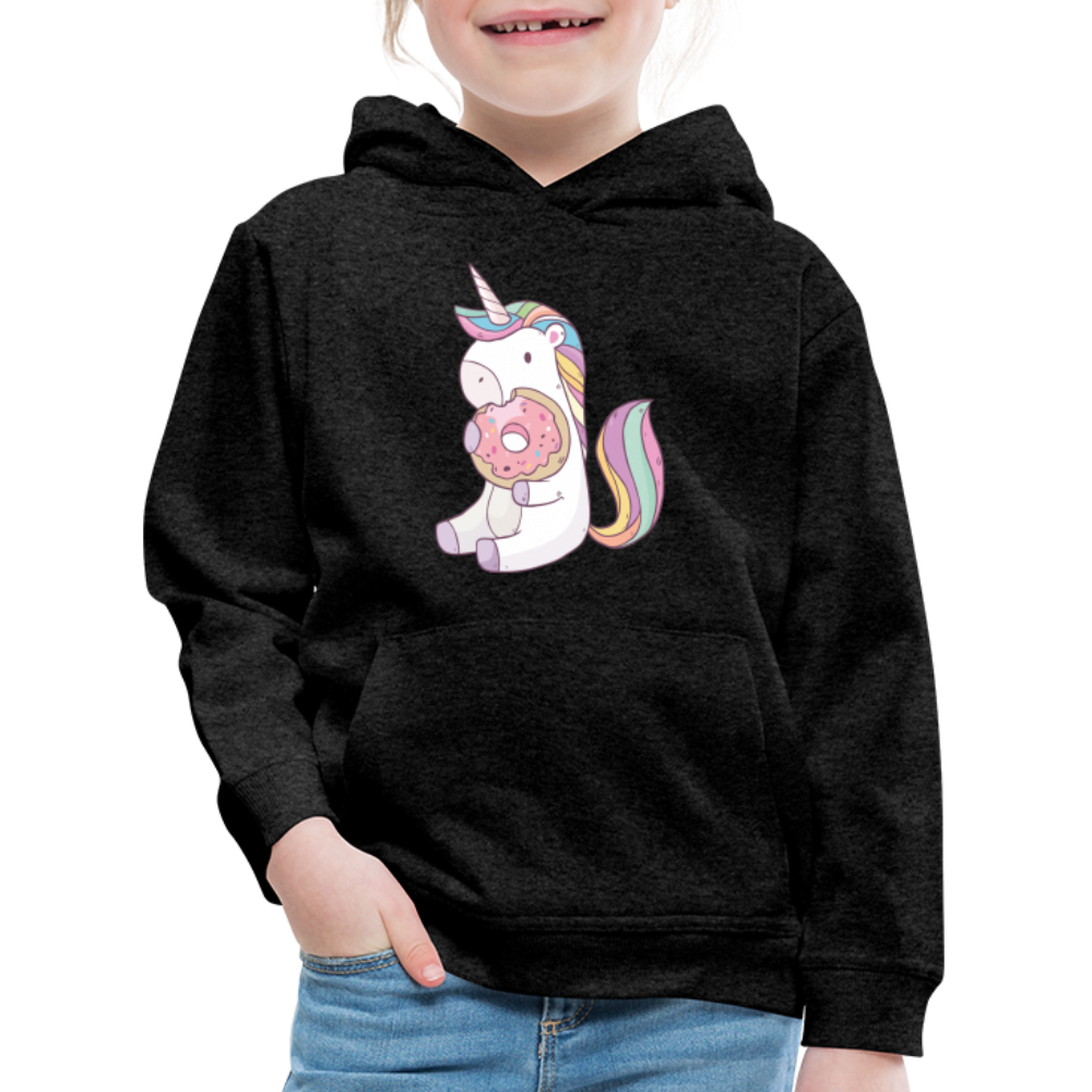 Donut Einhorn nascht Kinder Premium Hoodie - Anthrazit