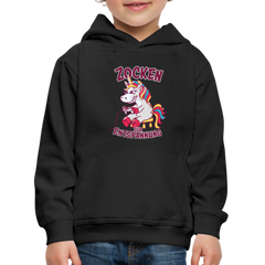 Einhorn Zocken zur Entspannung Kinder Premium Hoodie - Schwarz