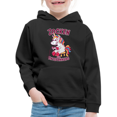 Einhorn Zocken zur Entspannung Kinder Premium Hoodie - Schwarz