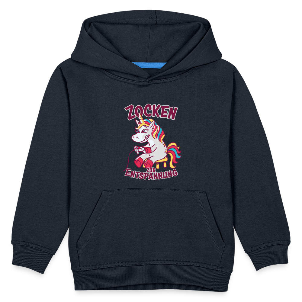 Einhorn Zocken zur Entspannung Kinder Premium Hoodie - Navy