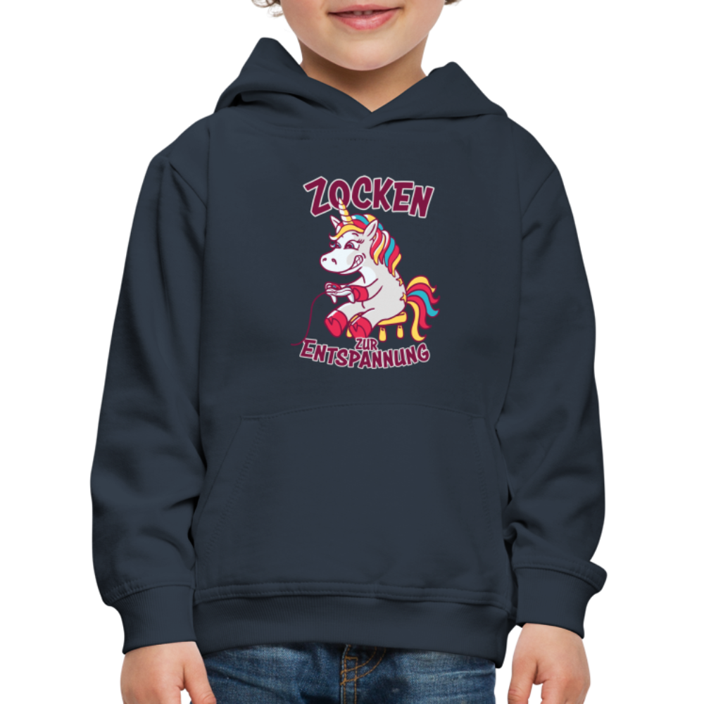 Einhorn Zocken zur Entspannung Kinder Premium Hoodie - Navy