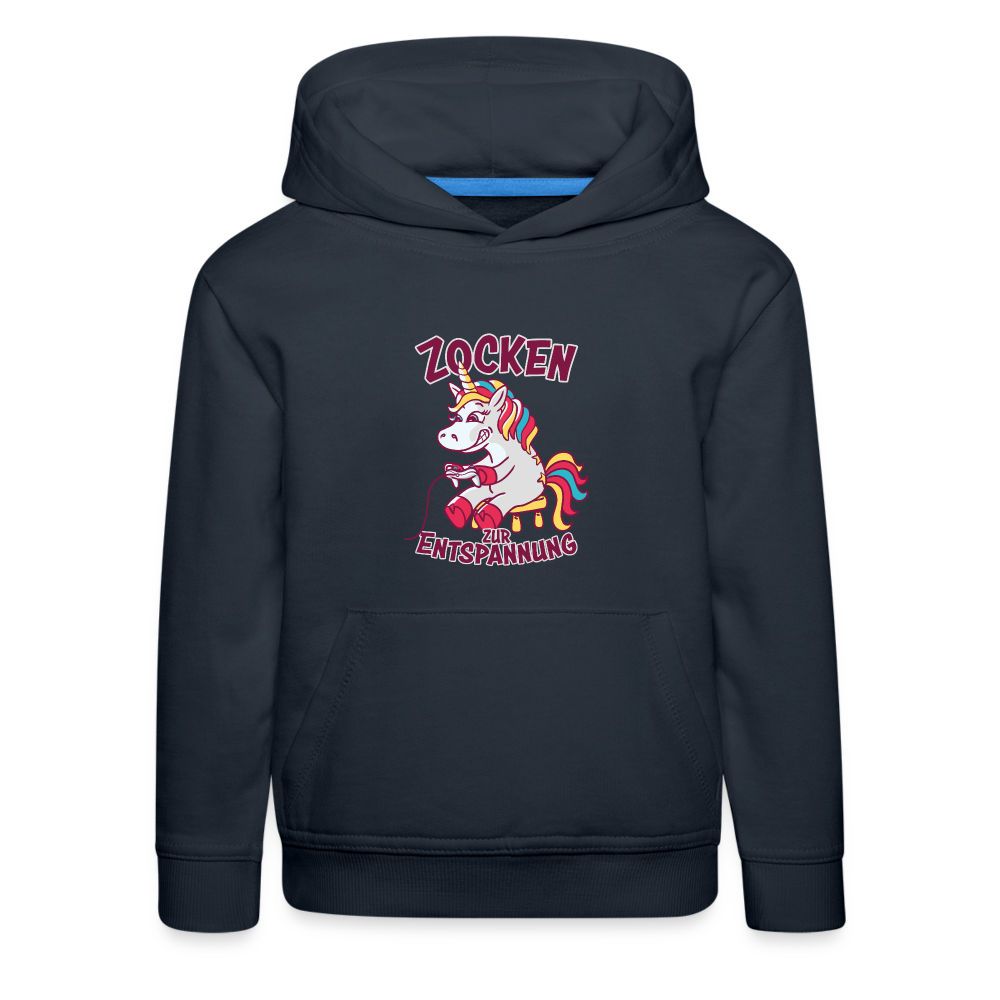 Einhorn Zocken zur Entspannung Kinder Premium Hoodie - Navy