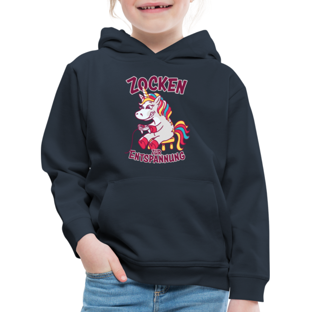 Einhorn Zocken zur Entspannung Kinder Premium Hoodie - Navy