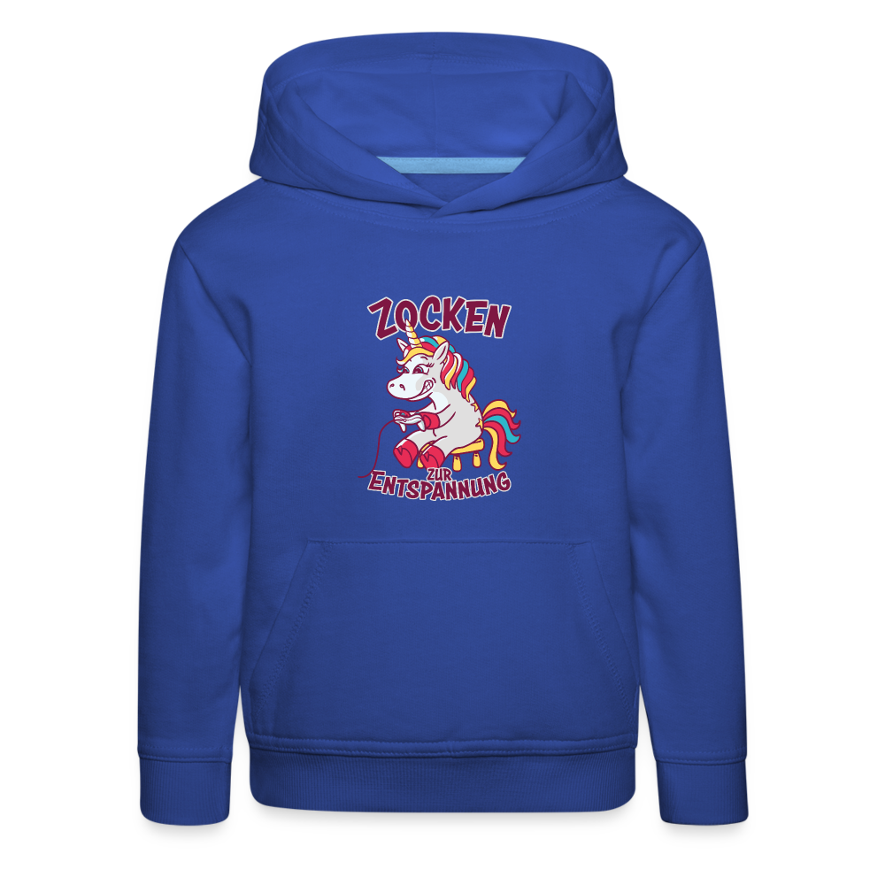 Einhorn Zocken zur Entspannung Kinder Premium Hoodie - Royalblau