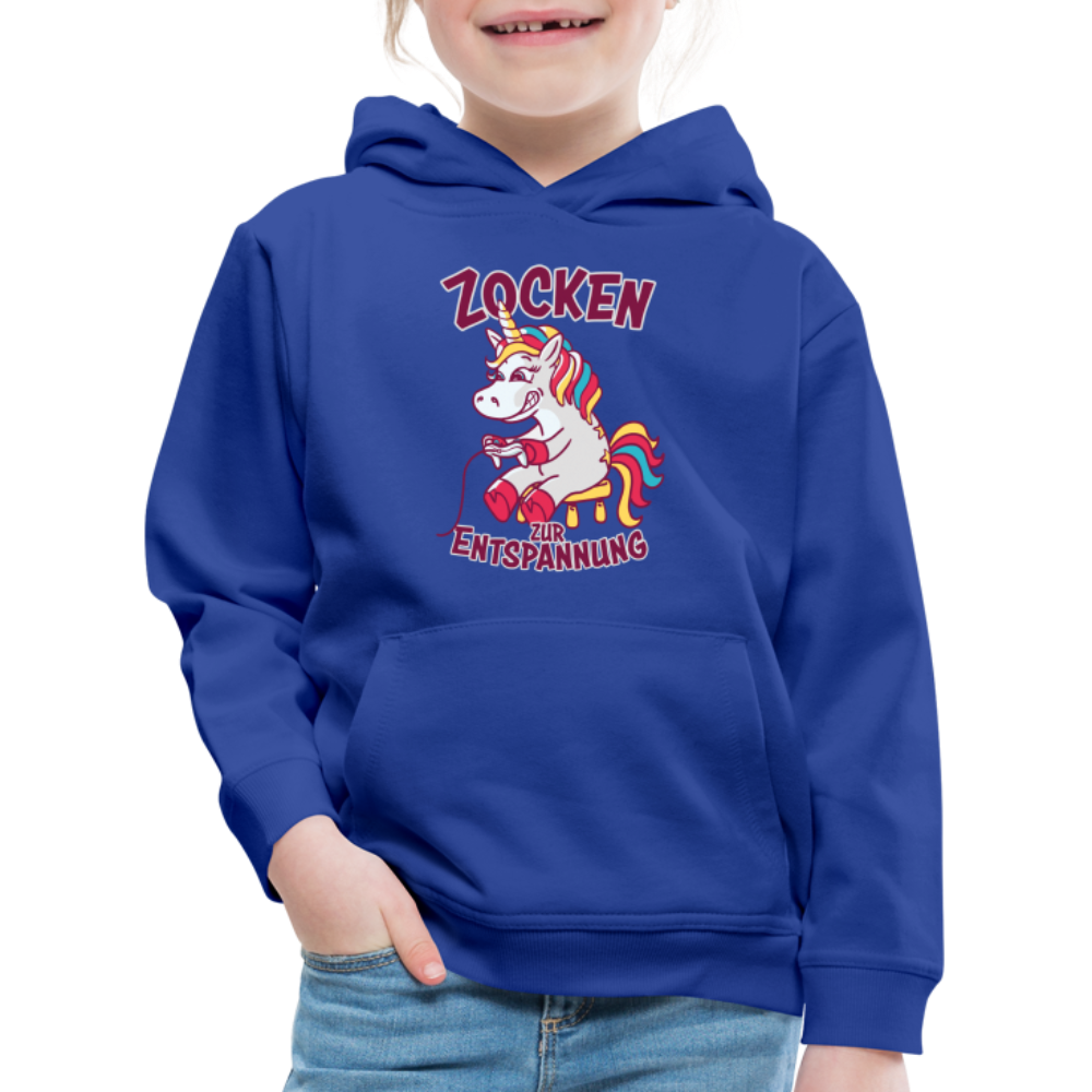 Einhorn Zocken zur Entspannung Kinder Premium Hoodie - Royalblau