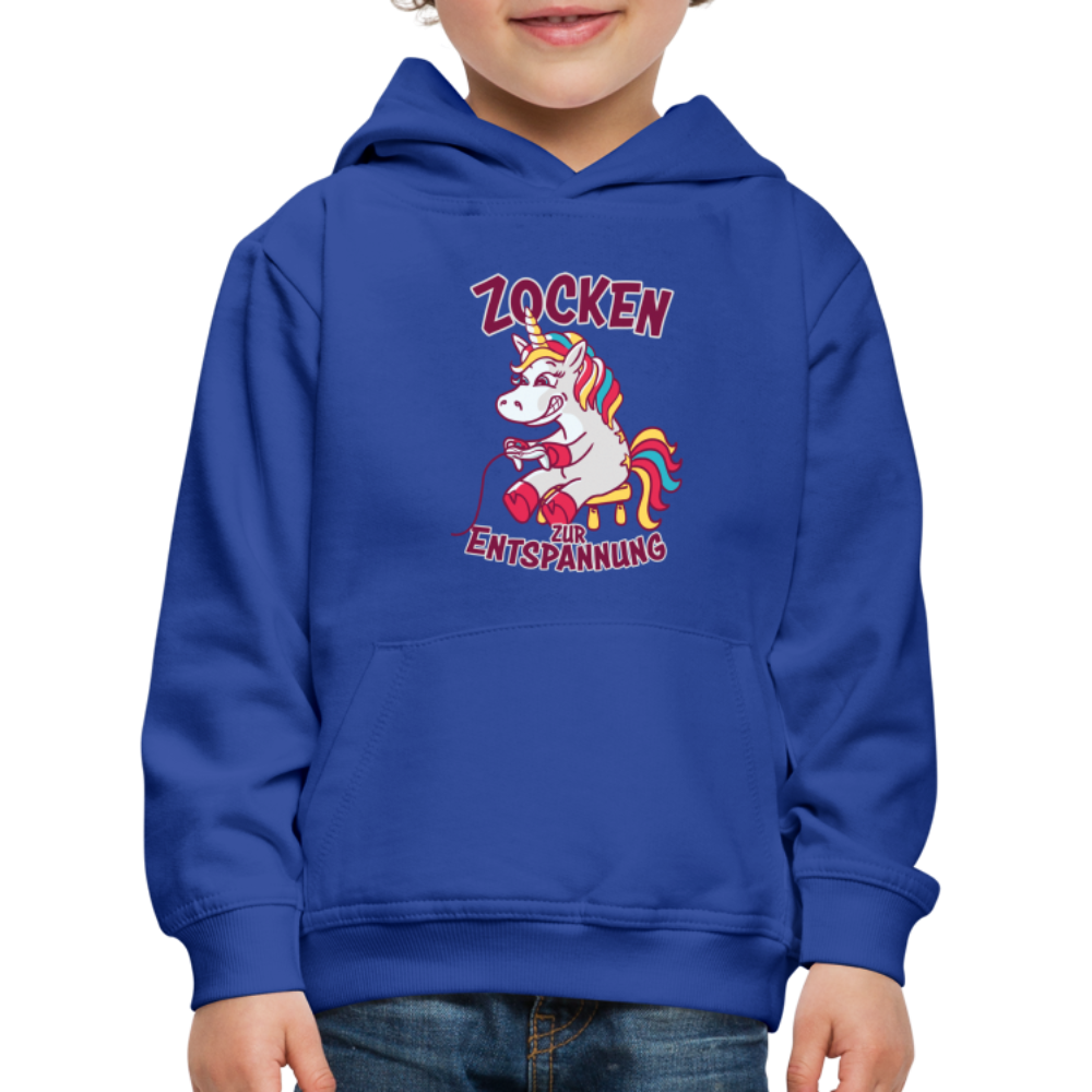 Einhorn Zocken zur Entspannung Kinder Premium Hoodie - Royalblau