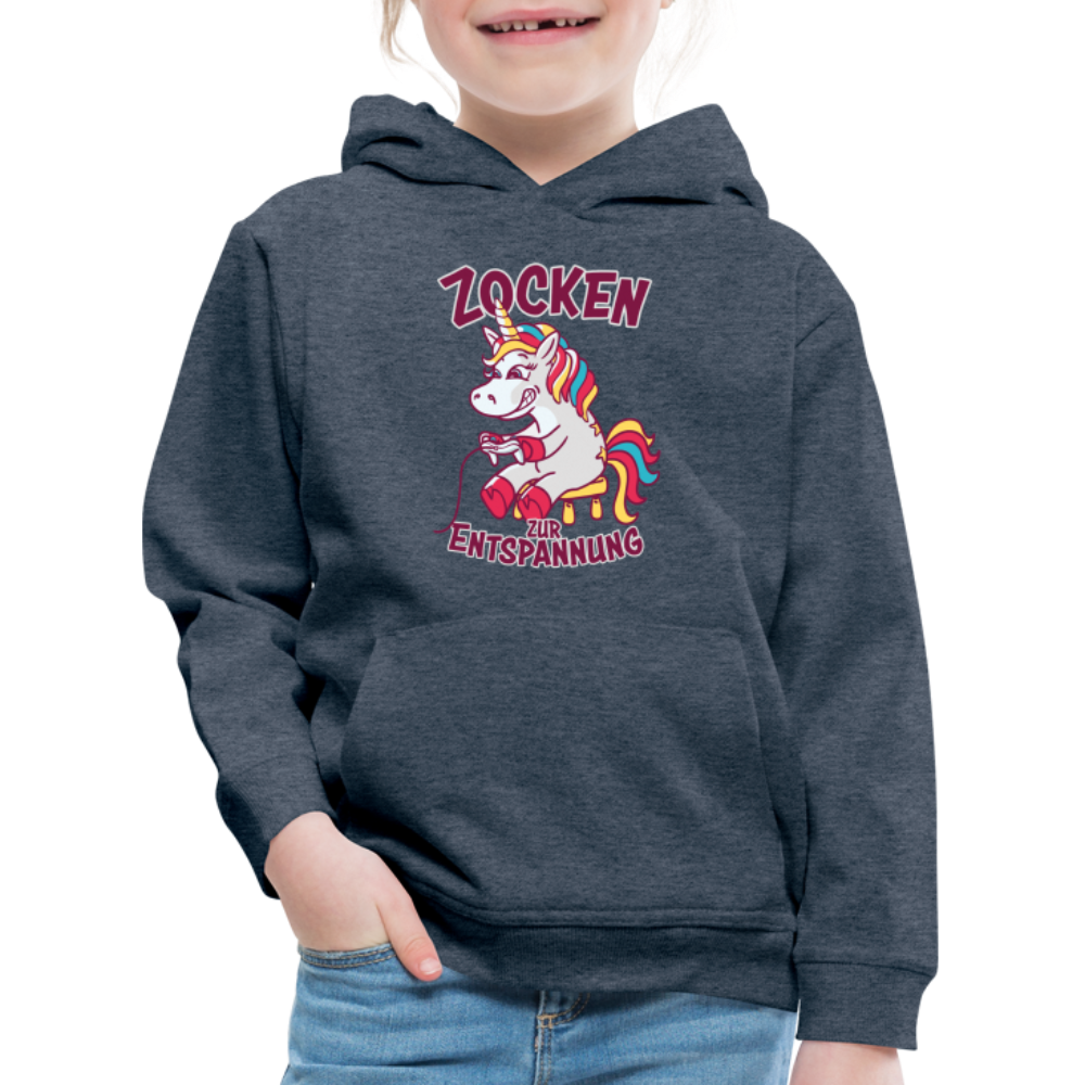 Einhorn Zocken zur Entspannung Kinder Premium Hoodie - Jeansblau