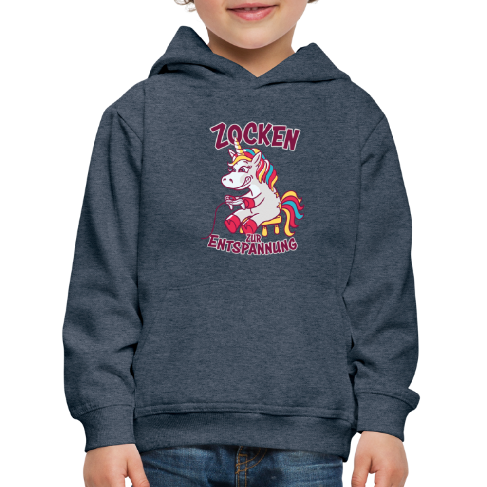 Einhorn Zocken zur Entspannung Kinder Premium Hoodie - Jeansblau