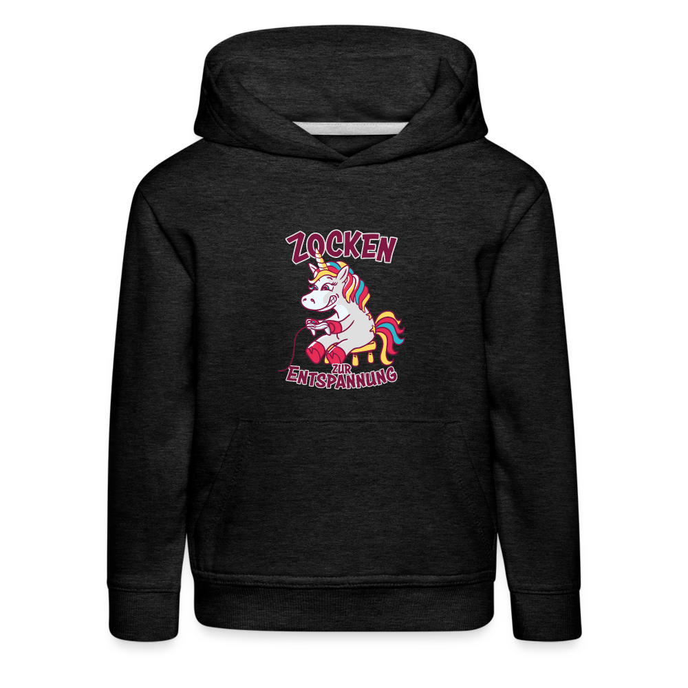 Einhorn Zocken zur Entspannung Kinder Premium Hoodie - Anthrazit