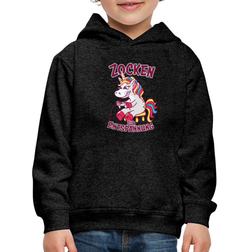 Einhorn Zocken zur Entspannung Kinder Premium Hoodie - Anthrazit