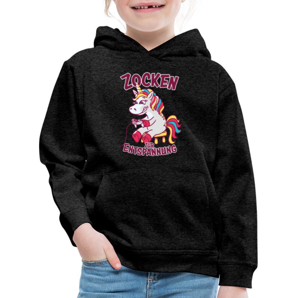 Einhorn Zocken zur Entspannung Kinder Premium Hoodie - Anthrazit