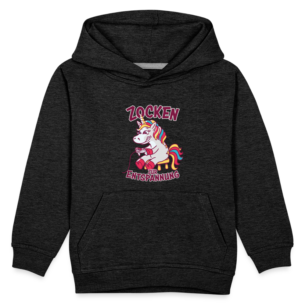 Einhorn Zocken zur Entspannung Kinder Premium Hoodie - Anthrazit